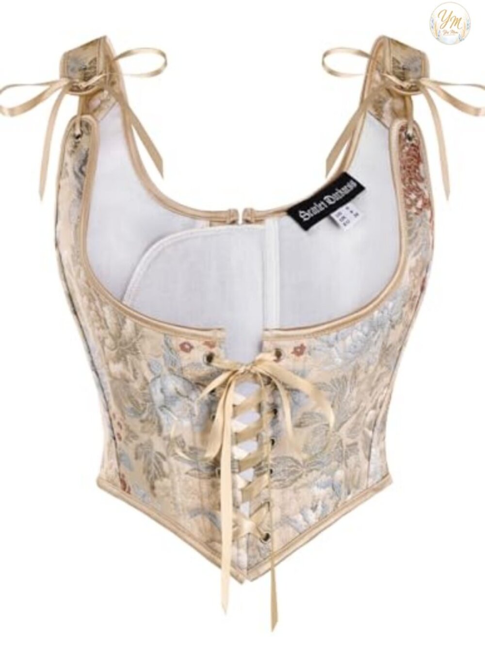 Jacquard Underbust Corset Top Renaissance Lace-Up Bustier
